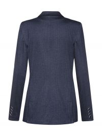 Damen Langblazer Glencheck Dunkelblau mit Spitzfacon-Revers und aufgesetzten Taschen